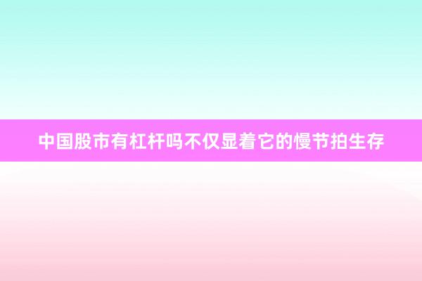 中国股市有杠杆吗不仅显着它的慢节拍生存