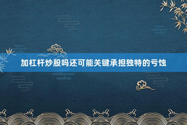加杠杆炒股吗还可能关键承担独特的亏蚀