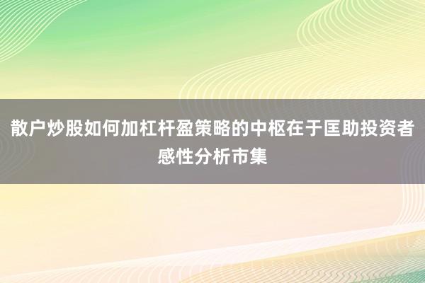 散户炒股如何加杠杆盈策略的中枢在于匡助投资者感性分析市集