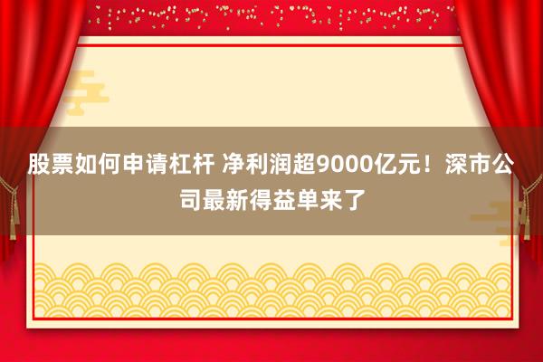股票如何申请杠杆 净利润超9000亿元！深市公司最新得益单来了
