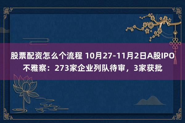 股票配资怎么个流程 10月27-11月2日A股IPO不雅察：273家企业列队待审，3家获批