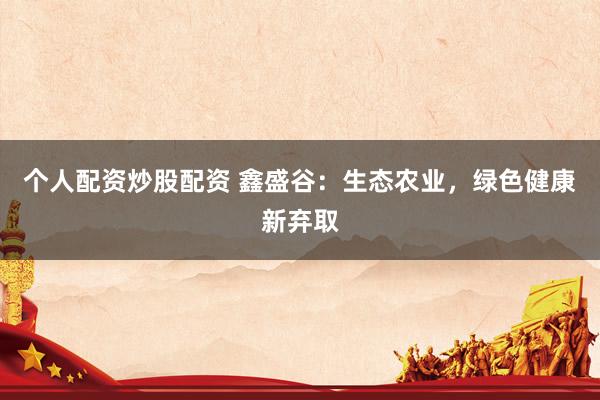 个人配资炒股配资 鑫盛谷：生态农业，绿色健康新弃取