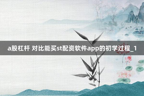 a股杠杆 对比能买st配资软件app的初学过程_1